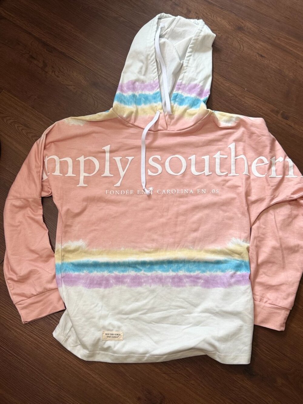 Simply Southern Pastel M Tie Dye Hoodie Coastal Cowgirl Beachy Boho 3762